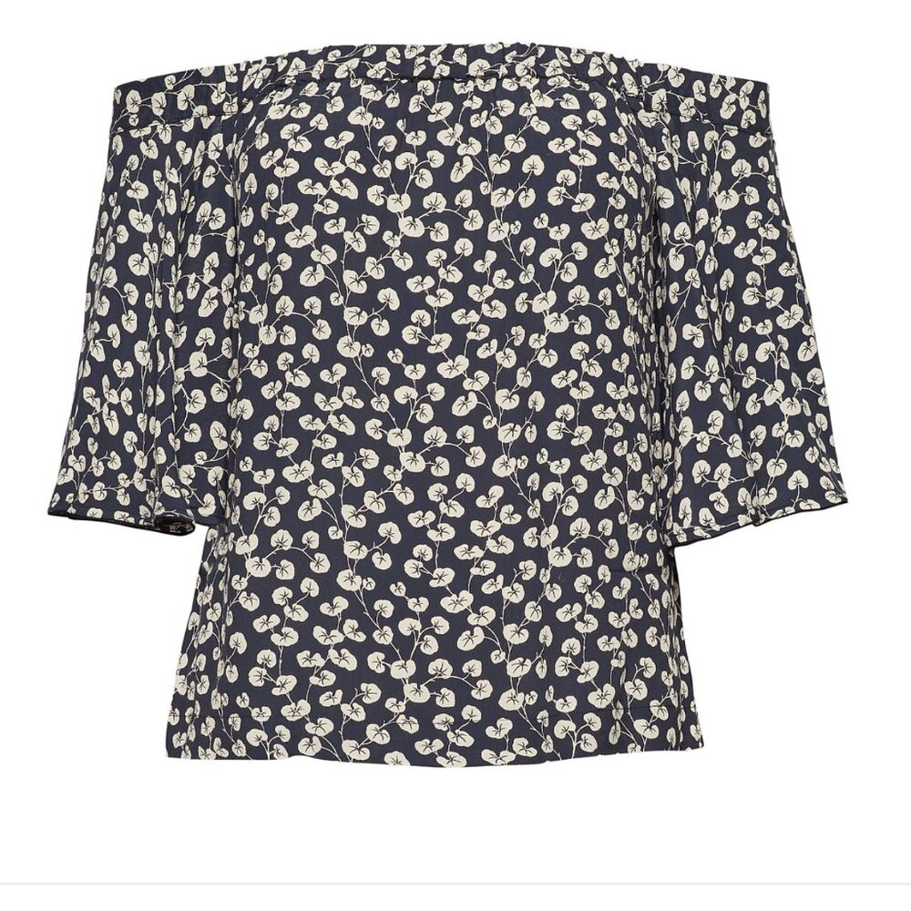 Ganni Roseburg Crepe Off the Shoulder Top, EU 40